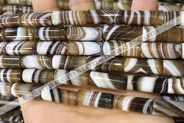 CAA5127 15.5 inches 8*20mm tube striped agate gemstone beads