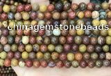 CAA5132 15.5 inches 4mm round red moss agate beads wholesale