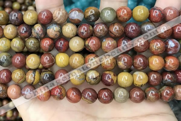 CAA5134 15.5 inches 8mm round red moss agate beads wholesale