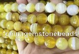 CAA5154 15.5 inches 14mm faceted round banded agate beads