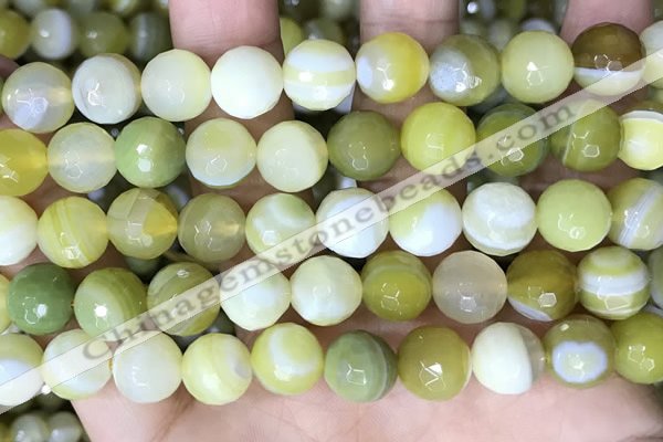 CAA5160 15.5 inches 12mm faceted round banded agate beads