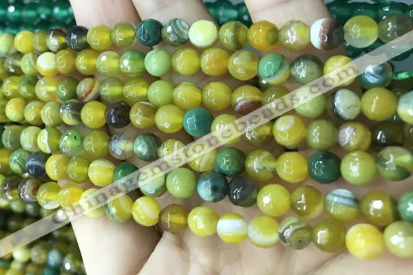 CAA5164 15.5 inches 6mm faceted round banded agate beads