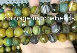 CAA5168 15.5 inches 14mm faceted round banded agate beads