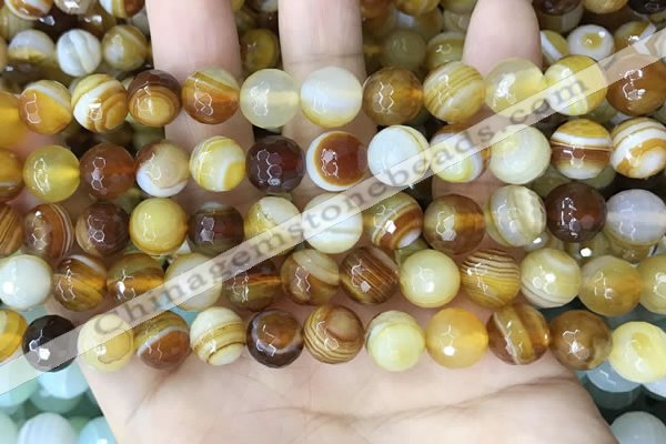 CAA5171 15.5 inches 6mm faceted round banded agate beads