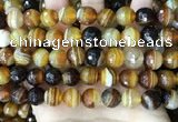 CAA5173 15.5 inches 10mm faceted round banded agate beads