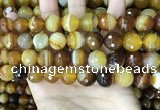 CAA5174 15.5 inches 12mm faceted round banded agate beads