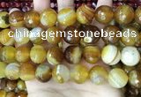 CAA5176 15.5 inches 16mm faceted round banded agate beads