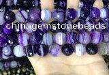 CAA5182 15.5 inches 14mm faceted round banded agate beads
