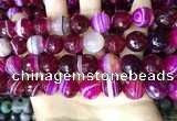 CAA5189 15.5 inches 14mm faceted round banded agate beads