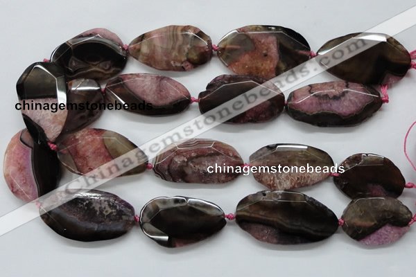 CAA520 15.5 inches 28*40mm faceted nuggets agate druzy geode beads