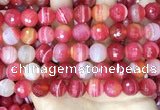 CAA5203 15.5 inches 14mm faceted round banded agate beads