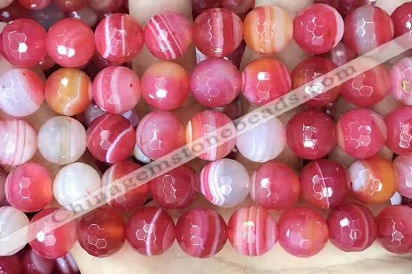 CAA5204 15.5 inches 16mm faceted round banded agate beads