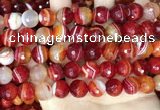 CAA5209 15.5 inches 12mm faceted round banded agate beads