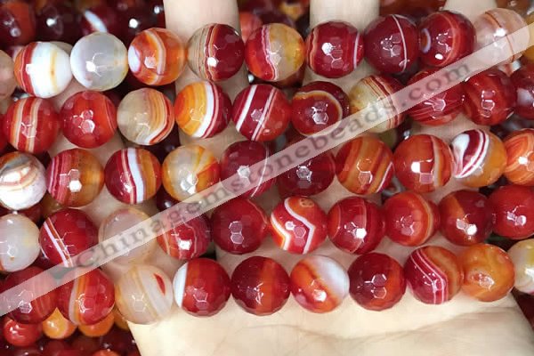 CAA5209 15.5 inches 12mm faceted round banded agate beads