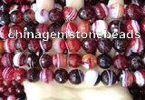 CAA5215 15.5 inches 10mm faceted round banded agate beads