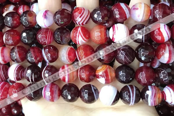 CAA5216 15.5 inches 12mm faceted round banded agate beads