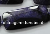 CAA522 15.5 inches 25*56mm faceted rectangle agate druzy geode beads