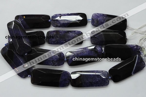 CAA522 15.5 inches 25*56mm faceted rectangle agate druzy geode beads
