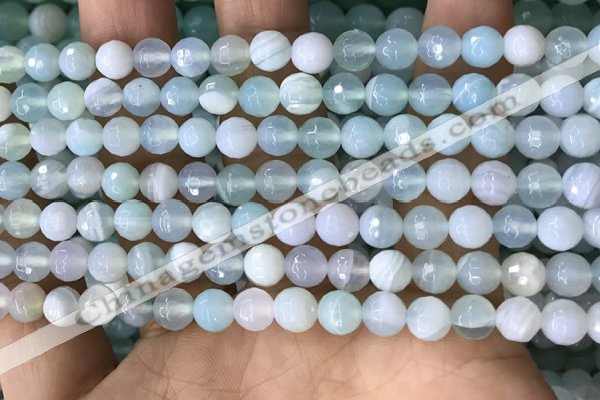 CAA5220 15.5 inches 6mm faceted round banded agate beads