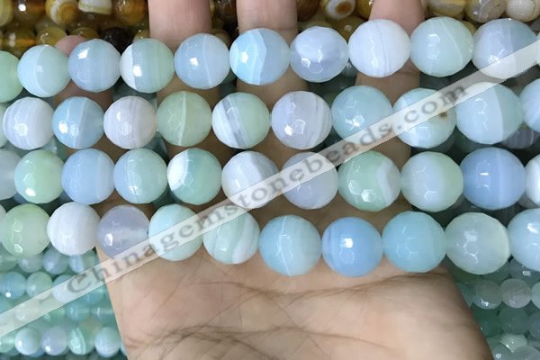 CAA5223 15.5 inches 12mm faceted round banded agate beads