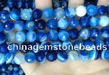 CAA5229 15.5 inches 10mm faceted round banded agate beads