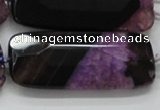 CAA523 15.5 inches 25*56mm faceted rectangle agate druzy geode beads