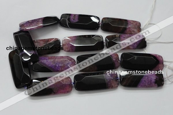 CAA523 15.5 inches 25*56mm faceted rectangle agate druzy geode beads