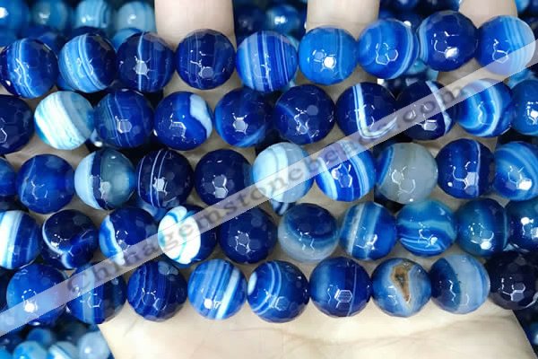 CAA5230 15.5 inches 12mm faceted round banded agate beads