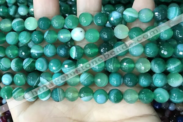 CAA5234 15.5 inches 6mm faceted round banded agate beads