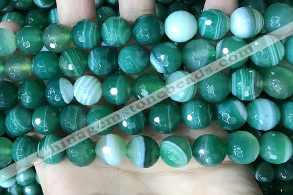 CAA5237 15.5 inches 12mm faceted round banded agate beads