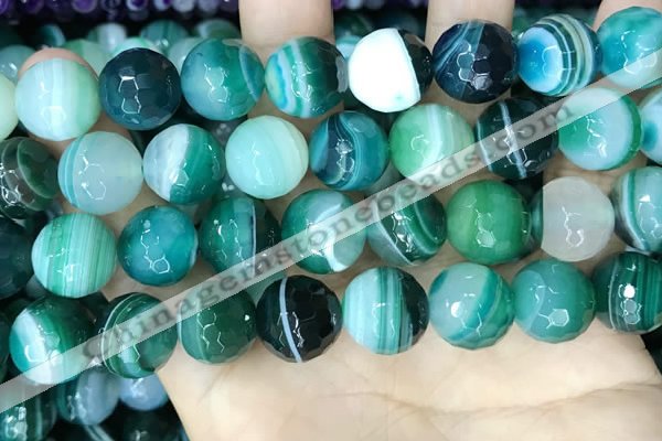 CAA5246 15.5 inches 16mm faceted round banded agate beads