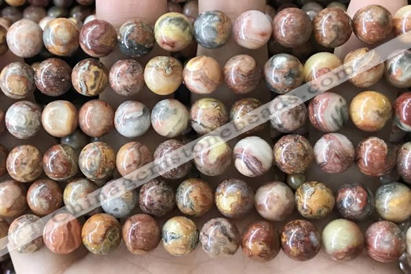 CAA5273 15.5 inches 10mm round natural red crazy lace agate beads