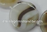 CAA529 15.5 inches 35mm flat round madagascar agate beads