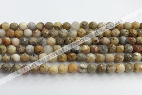 CAA5291 15.5 inches 6mm faceted round crazy lace agate beads wholesale