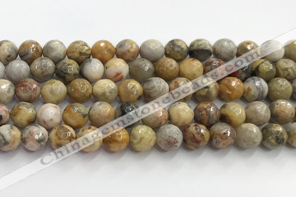 CAA5293 15.5 inches 10mm faceted round crazy lace agate beads wholesale