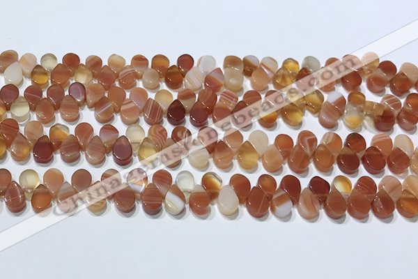 CAA5300 Top drilled 6*8mm flat teardrop line agate beads