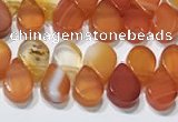 CAA5301 Top drilled 6*8mm flat teardrop line agate beads