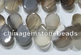 CAA5302 Top drilled 6*8mm flat teardrop line agate beads