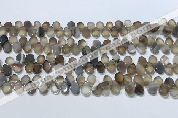 CAA5302 Top drilled 6*8mm flat teardrop line agate beads