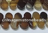 CAA5304 Top drilled 6*8mm flat teardrop line agate beads