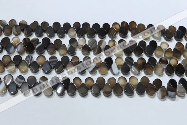 CAA5305 Top drilled 6*8mm flat teardrop line agate beads