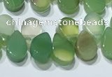 CAA5306 Top drilled 6*8mm flat teardrop line agate beads