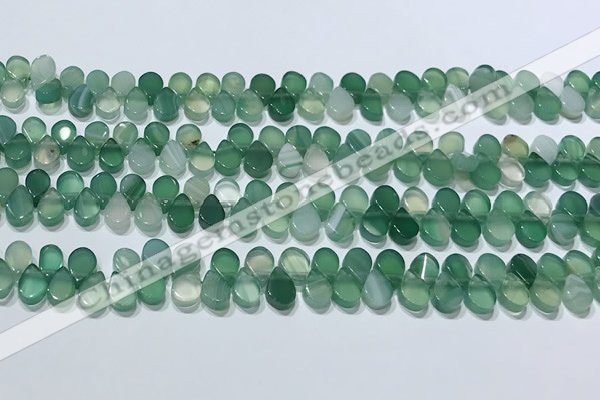 CAA5307 Top drilled 6*8mm flat teardrop line agate beads