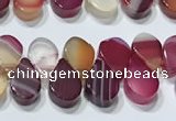 CAA5309 Top drilled 6*8mm flat teardrop line agate beads