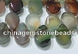 CAA5312 Top drilled 6*8mm flat teardrop line agate beads