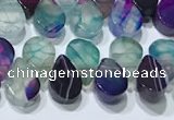 CAA5313 Top drilled 6*8mm flat teardrop line agate beads