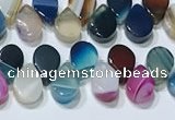 CAA5315 Top drilled 6*8mm flat teardrop line agate beads