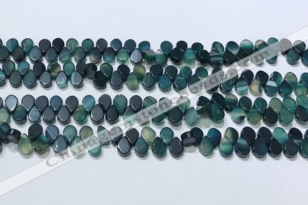 CAA5317 Top drilled 6*8mm flat teardrop line agate beads