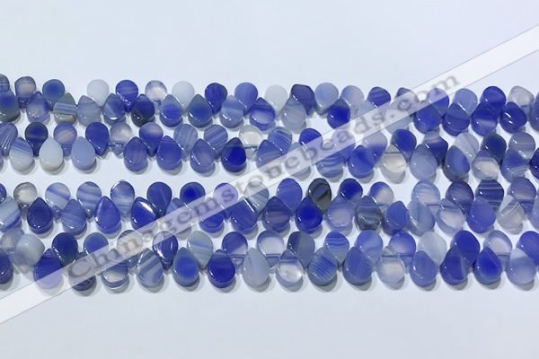 CAA5318 Top drilled 6*8mm flat teardrop line agate beads