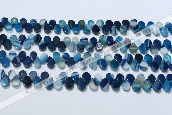 CAA5319 Top drilled 6*8mm flat teardrop line agate beads